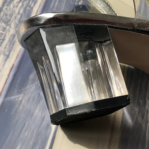 Final Price  ANNIE Shoes /Size 7 1/2 /Silver And Clear Block Heel  New Years - Picture 6 of 8